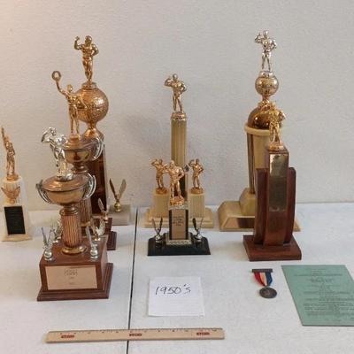John Bianculli Bodybuilding Career 1950s - Trophies, Medal, Program