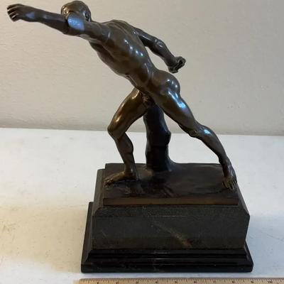 13” Borghese Gladiator Statue Bronze & Marble