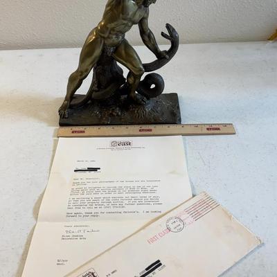 12” Hercules Fighting Snake Bronze Statue