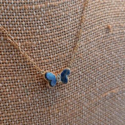 14k Yellow Gold W/ Lapis Lazuli 17" Hammerman Brothers Butterfly Chain Necklace