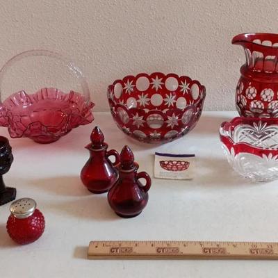 Vintage Cranberry Glass, Fenton, Moon And Stars Bowl, Avon