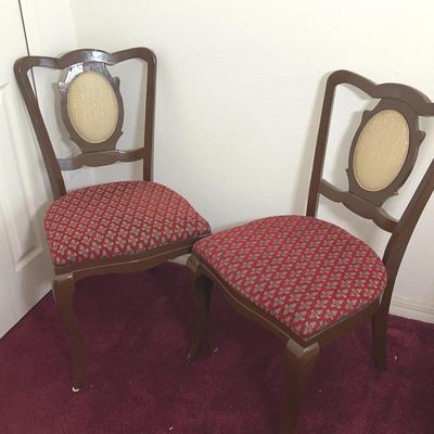 2 Vintage Mahogany Upholstered Chairs - 18x35x18"