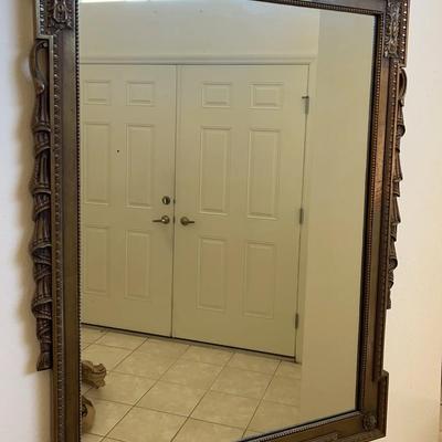 Vintage Mid Century Classic Carved Wooden Mirror 32x42"