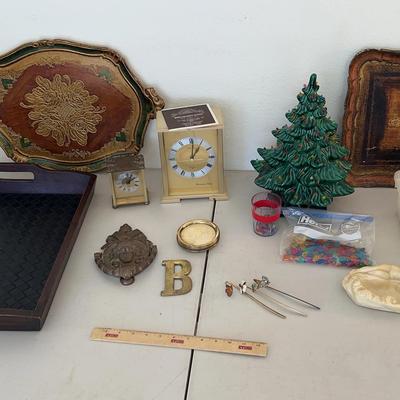 Vintage Household Lot - Seiko Clock, Ceramic Christmas Tree, Door Knocker