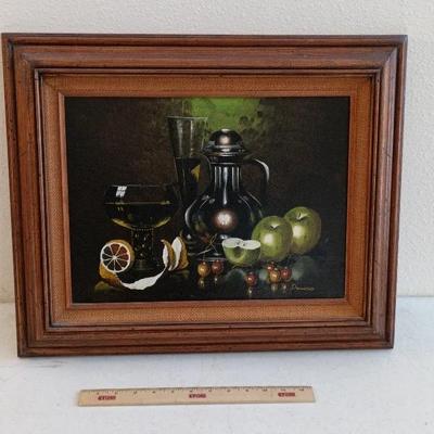 Still Life W/ Green Apples By Demarco Oil Painting On Canvas 22x18