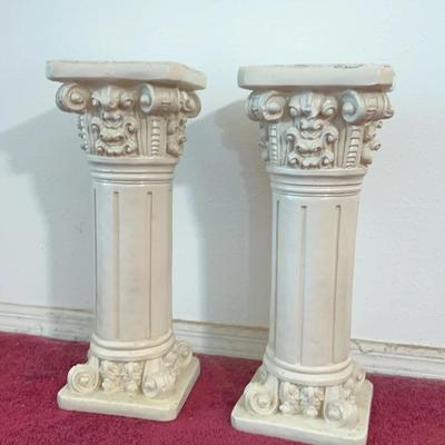 Very Heavy Antique White Corinthian Column Pedestals