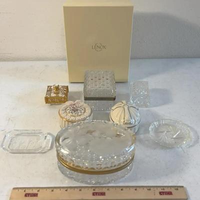 9pc Lenox Vanity Lot, Porcelain & Crystal
