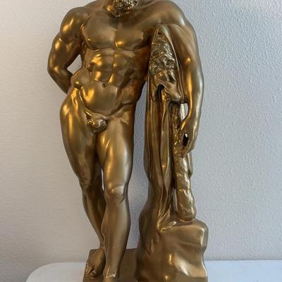 30” Tall Ceramic Hercules Statue Hidden Damage