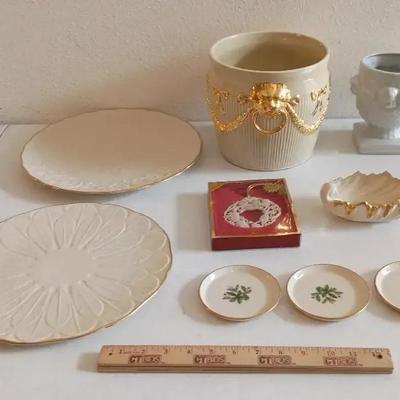 Lenox Ceramics- Platters, Ornament, Coasters, Dish + Italy Lion Pot