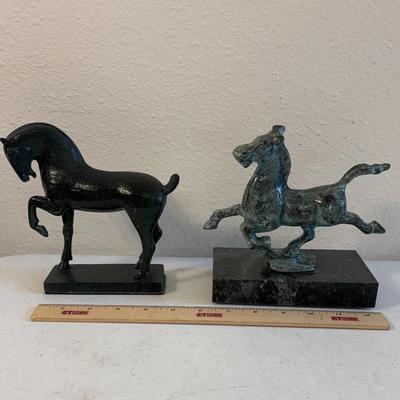 Two 6.5” Metal Horse Sculptures