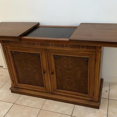 Mid Century Pecan Neoclassical Slide Top Server - 44x31x20"