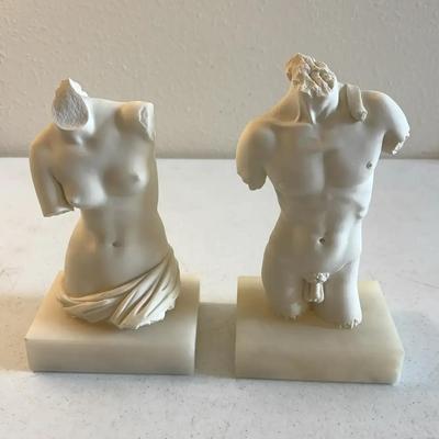 8.5” Italian Marble David & Venus Torso Statues