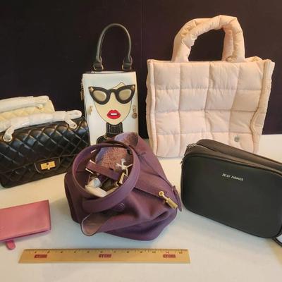 7pc Women's Purses/Bags & Wallets - Jelly Aomos, Puffy Tote Bag