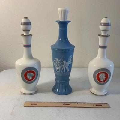 3 Decorative Greek Inspired Decanters