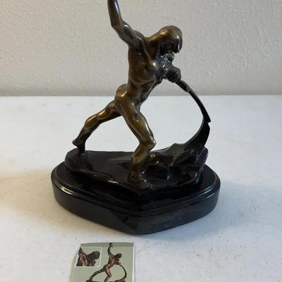 12” Strength Of Man Statue By E. Byier Marble Base