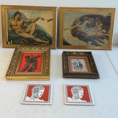  Lot Of Historic Inspired Greek / Italian Wall Art Michaelangelo Hercules