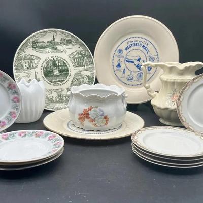 Assorted Vintage Plates and Glassware