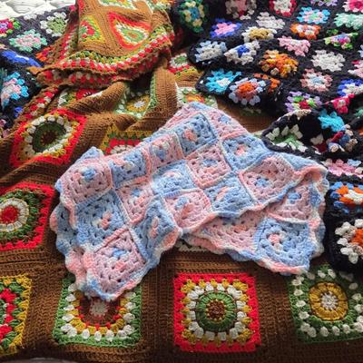 (5) Vintage Handmade Afghans 