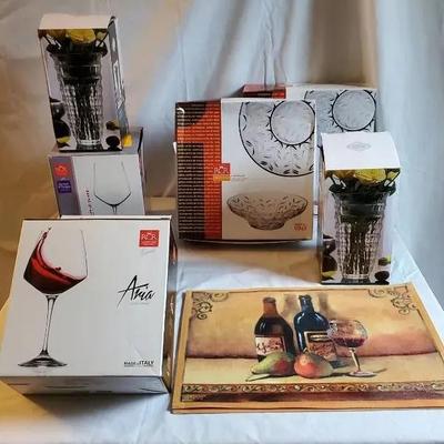 (9) Glassware Lot New - RCR Cristalleria Italiana