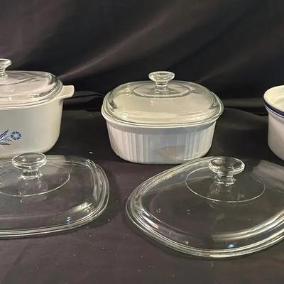  Corningware and Pottery Barn Casseroles and (2) Extra Lids