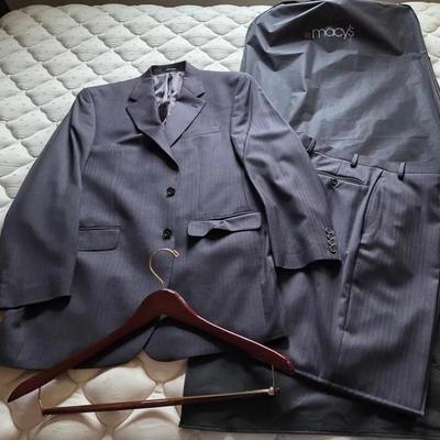 Men's Two Piece Ralph Lauren Gray Pin Stripe Suit- 42L