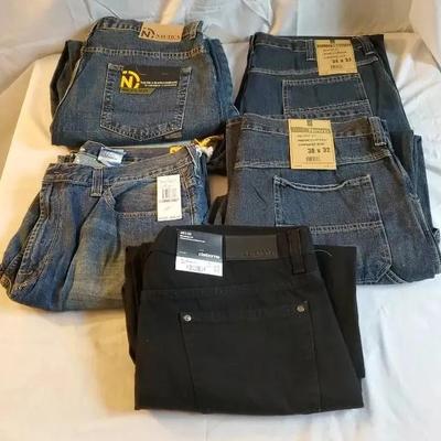 (5) Men's Designer Pants Lot 38W X 32L- Nautica, Claiborne, Ruff Hewn