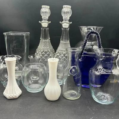 Assorted Glass Vases and Decanters 
