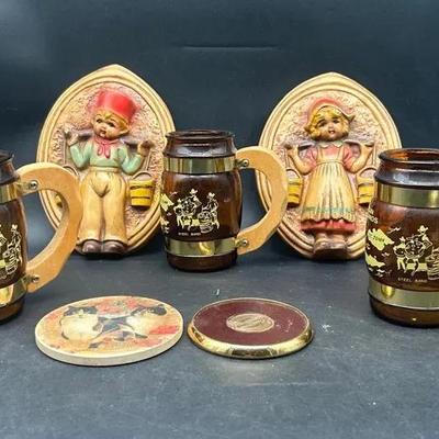 Vintage Caribbean Souvenir Mugs and Wall Plaques