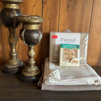 Decorative Candle Pillars and Table Linens