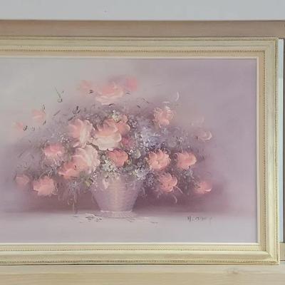 Floral Still Life Painting on Canvas Signed 