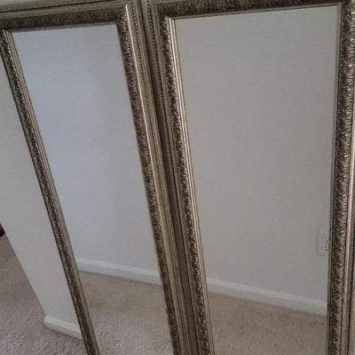 Pair of vintage-style gold full-length mirrors with ornate frames