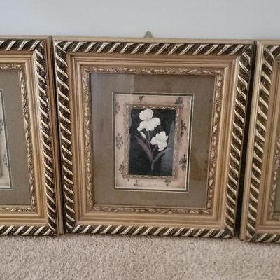 Trio Of Framed White Floral Prints