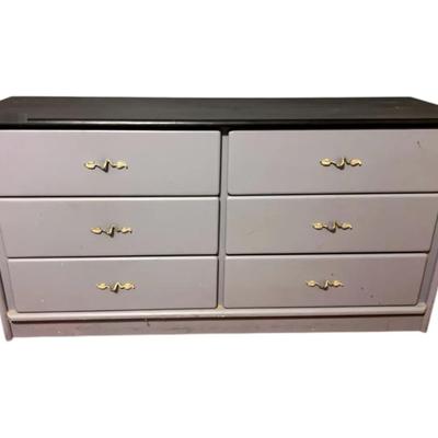 Gray Dresser W/A Black Top & Gold Handles *Heavy*