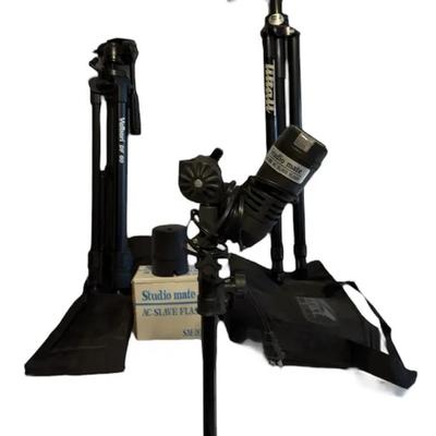  Velbon DF 60 & Tiltall Tripod & Studio Mate Flash/ Slave Flash In Box