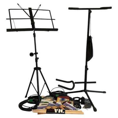 Ready To Rock-N-Roll: Music & Guitar Stand, Cords, Drum Sticks & Guitar Strings 