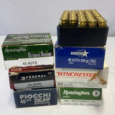 Various Brands Of .45 Ammunition With Carrying Case