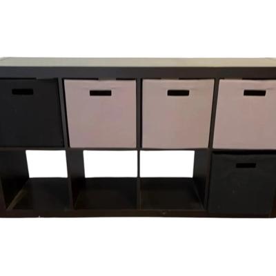 8-cube storage organizer with five fabric bins