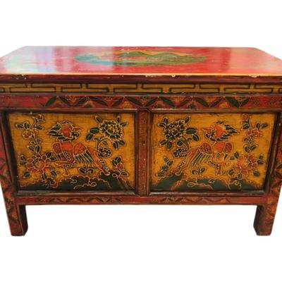 Tibetan-Style Painted Wood Chest Lot 2