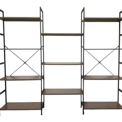 Industrial-style four/three tierbookshelf with a black metal frame rustic brown engineer Shelves 