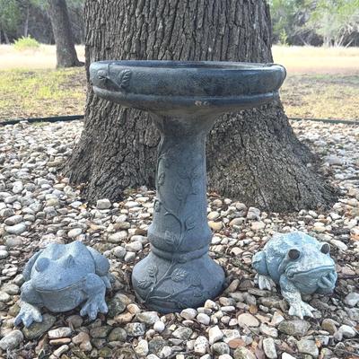 Bird bath & 2 frogs! 