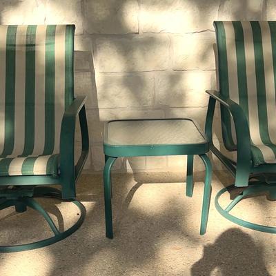 Set Of Swivel Patio Chairs And Square Side Table