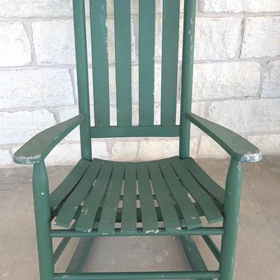 Wooden, green front porch rocker - Lot 2 