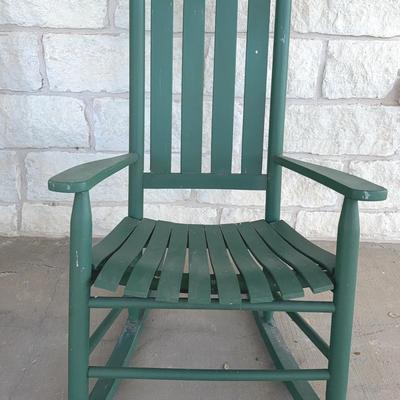 Wooden, green front porch rocker - Lot 1 