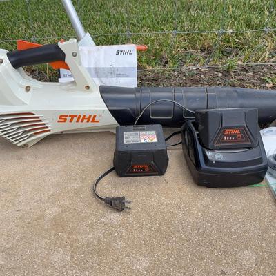 STIHL Blower, Weedeater, battery charger & 2 batteries 
