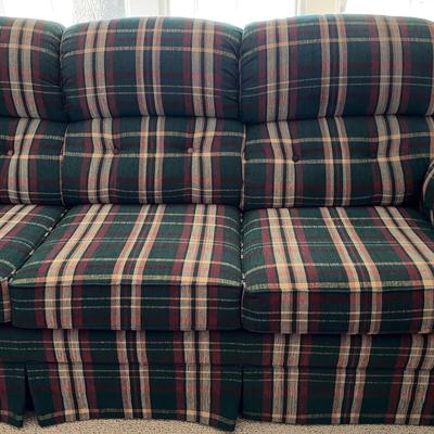 La-Z-Boy Plaid Sofa Sleeper With Two Matching Pillows 