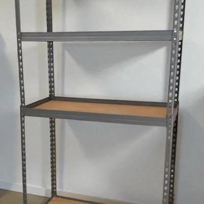 Heavy-duty metal storage shelving unit with particleboard shelves - Lot 2