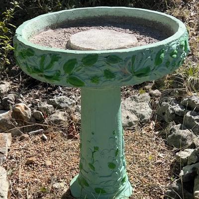 Painted Cement Birdbath