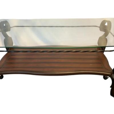 Metal Wood And Glass Top Coffee Table