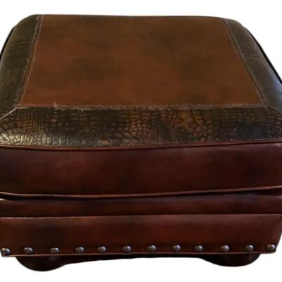 Leather Like Ottoman (May Be Leather But Unsure)