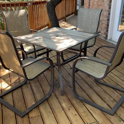 Patio Table And 4 Sling-Style Chairs